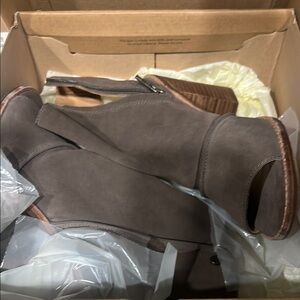 UGG Brown Suede Open-Heel Ankle Booties